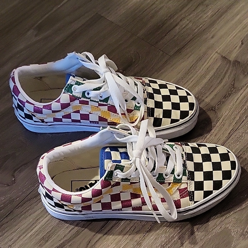 Vans Old Skool Multicolor Checkerboard Sneakers Sz 7.5